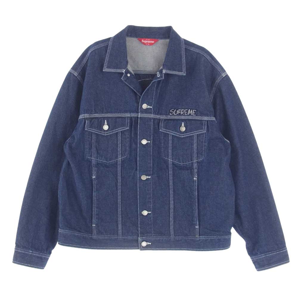 Supreme シュプリーム 20AW Smurfs Denim Trucker Jacket スマーフ デニム トラッカー ジャケット インディゴブルー系 L【中古】