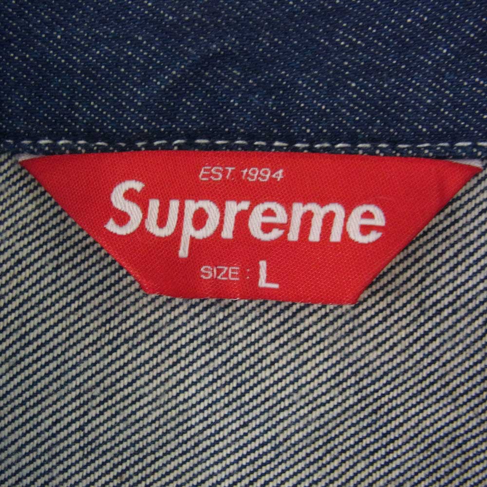 Supreme シュプリーム 20AW Smurfs Denim Trucker Jacket スマーフ デニム トラッカー ジャケット インディゴブルー系 L【中古】