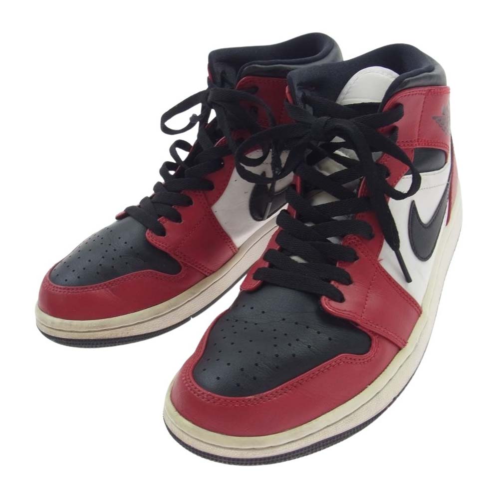 NIKE AIR JORDAN ナイキ ジョーダン 554724-069　 AJ1 MID CHICAGO BLACK TOE エアジョーダン1 ミッド シカゴ ブラック トゥ スニーカー レッド系 ホワイト系 ブラック系 27cm【中古】