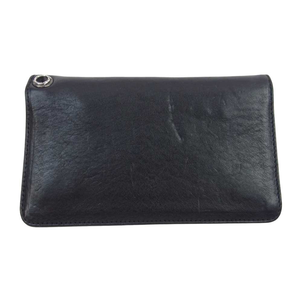 CHROME HEARTS クロムハーツ（原本無） 1ZIP CROSS BTN WALLET 1ジップ クロスボールボタン レザー ウォレット 財布 ブラック系【中古】