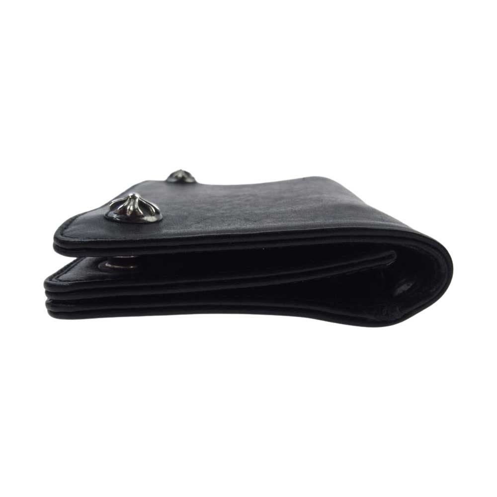 CHROME HEARTS クロムハーツ（原本無） 1ZIP CROSS BTN WALLET 1ジップ クロスボールボタン レザー ウォレット 財布 ブラック系【中古】
