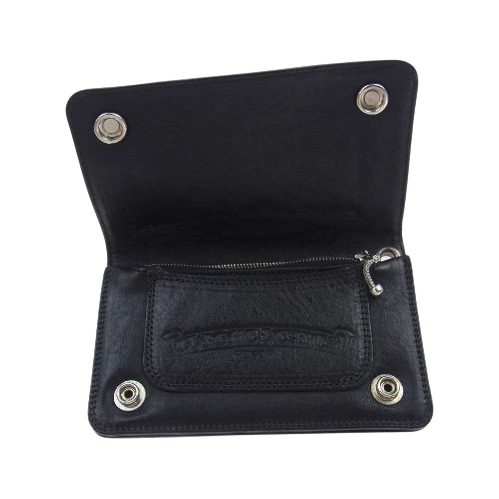 CHROME HEARTS クロムハーツ（原本無） 1ZIP CROSS BTN WALLET 1ジップ クロスボールボタン レザー ウォレット 財布 ブラック系【中古】
