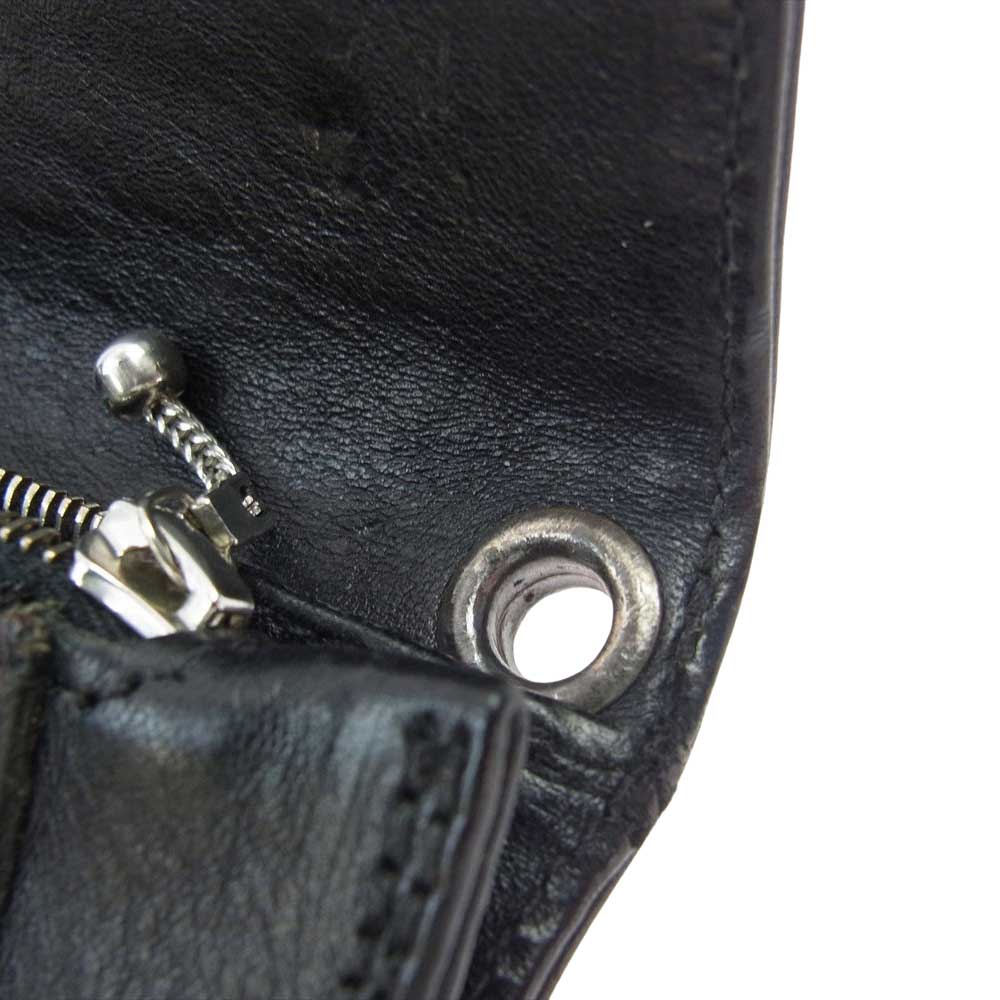 CHROME HEARTS クロムハーツ（原本無） 1ZIP CROSS BTN WALLET 1ジップ クロスボールボタン レザー ウォレット 財布 ブラック系【中古】