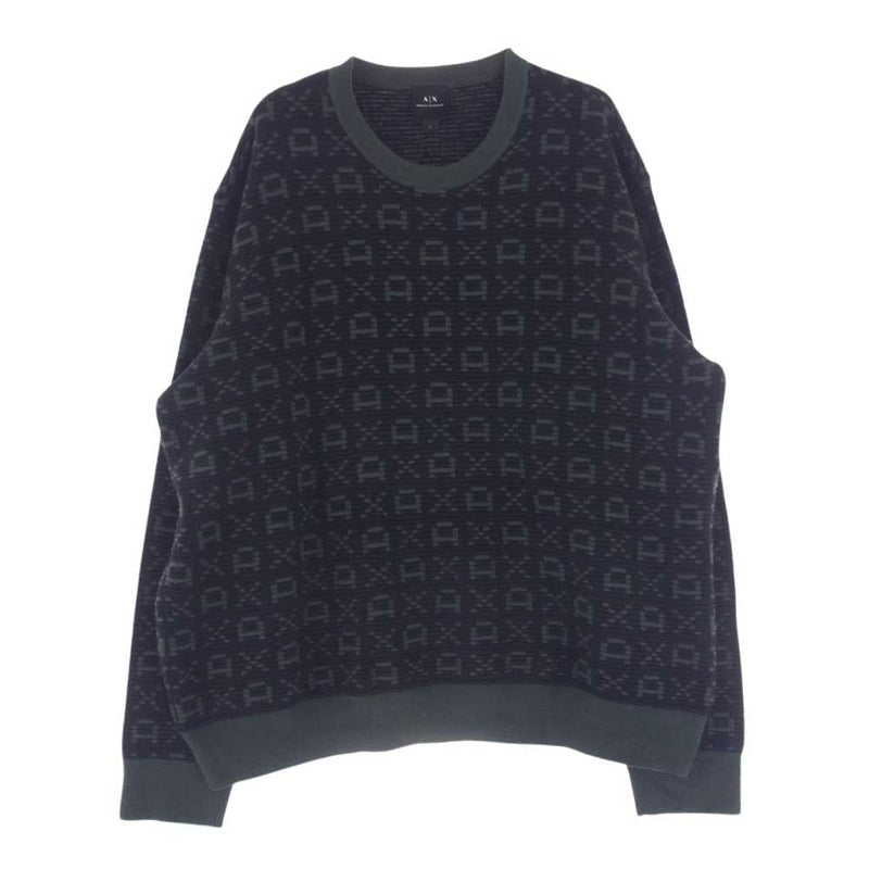 ARMANI EXCHANGE アルマーニエクスチェンジ 6KZM1T ZMN4Z REGULAR FIT SWEATER レギュラー フィット セーター ローゲージ ニット ブラック系 グリーン系 USA:L【中古】