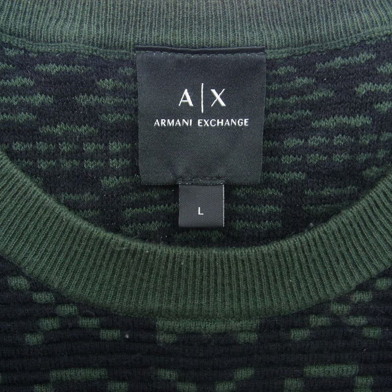 ARMANI EXCHANGE アルマーニエクスチェンジ 6KZM1T ZMN4Z REGULAR FIT SWEATER レギュラー フィット セーター ローゲージ ニット ブラック系 グリーン系 USA:L【中古】