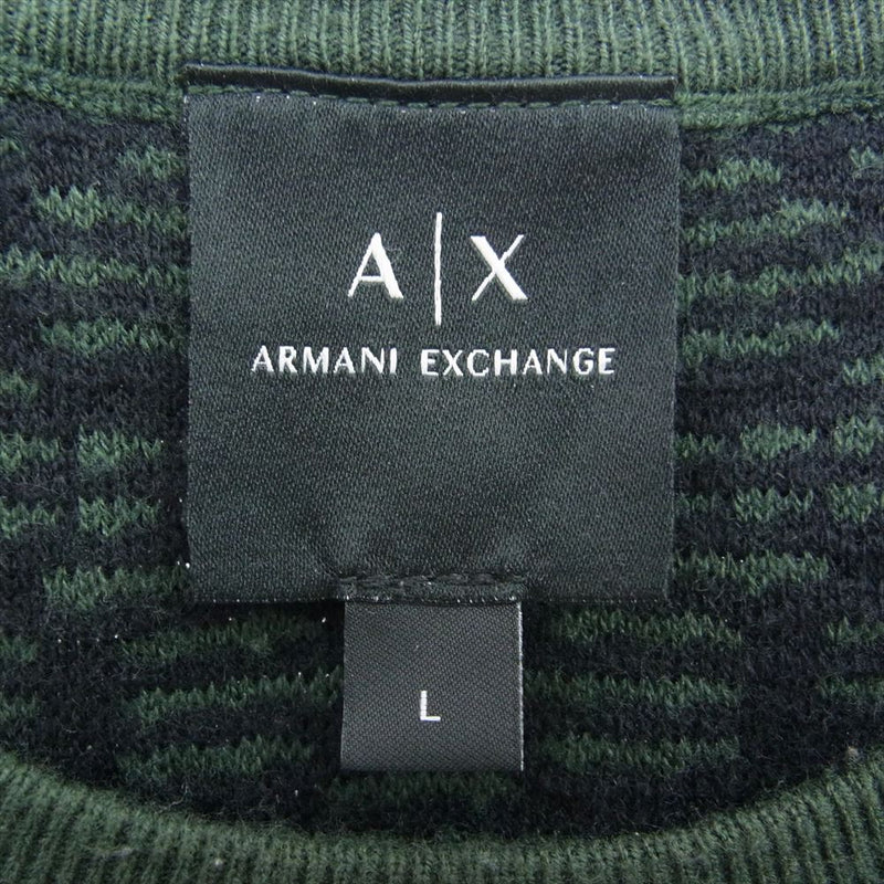 ARMANI EXCHANGE アルマーニエクスチェンジ 6KZM1T ZMN4Z REGULAR FIT SWEATER レギュラー フィット セーター ローゲージ ニット ブラック系 グリーン系 USA:L【中古】