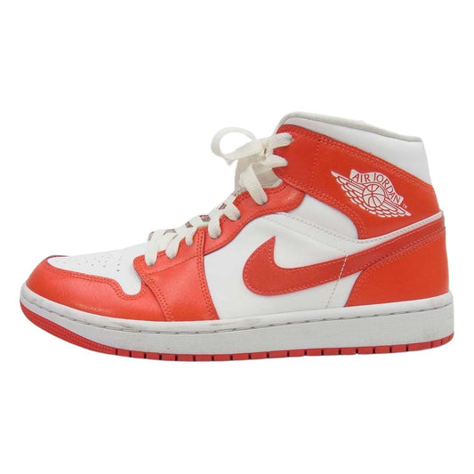 NIKE AIR JORDAN ナイキ ジョーダン BQ6472-116 WMNS AIR JORDAN 1 MID WHITE HABANERO RED AJ1 ウィメンズ エアジョーダン ホワイト ハバネロレッド スニーカー ホワイト系 レッド系 27.5cm【中古】