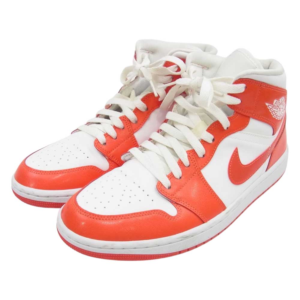 NIKE AIR JORDAN ナイキ ジョーダン BQ6472-116 WMNS AIR JORDAN 1 MID WHITE HABANERO RED AJ1 ウィメンズ エアジョーダン ホワイト ハバネロレッド スニーカー ホワイト系 レッド系 27.5cm【中古】