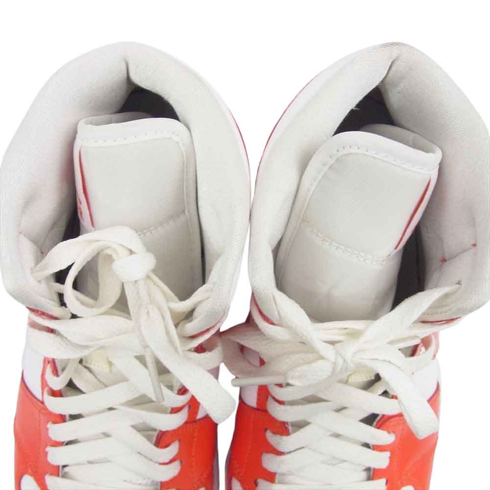 NIKE AIR JORDAN ナイキ ジョーダン BQ6472-116 WMNS AIR JORDAN 1 MID WHITE HABANERO RED AJ1 ウィメンズ エアジョーダン ホワイト ハバネロレッド スニーカー ホワイト系 レッド系 27.5cm【中古】