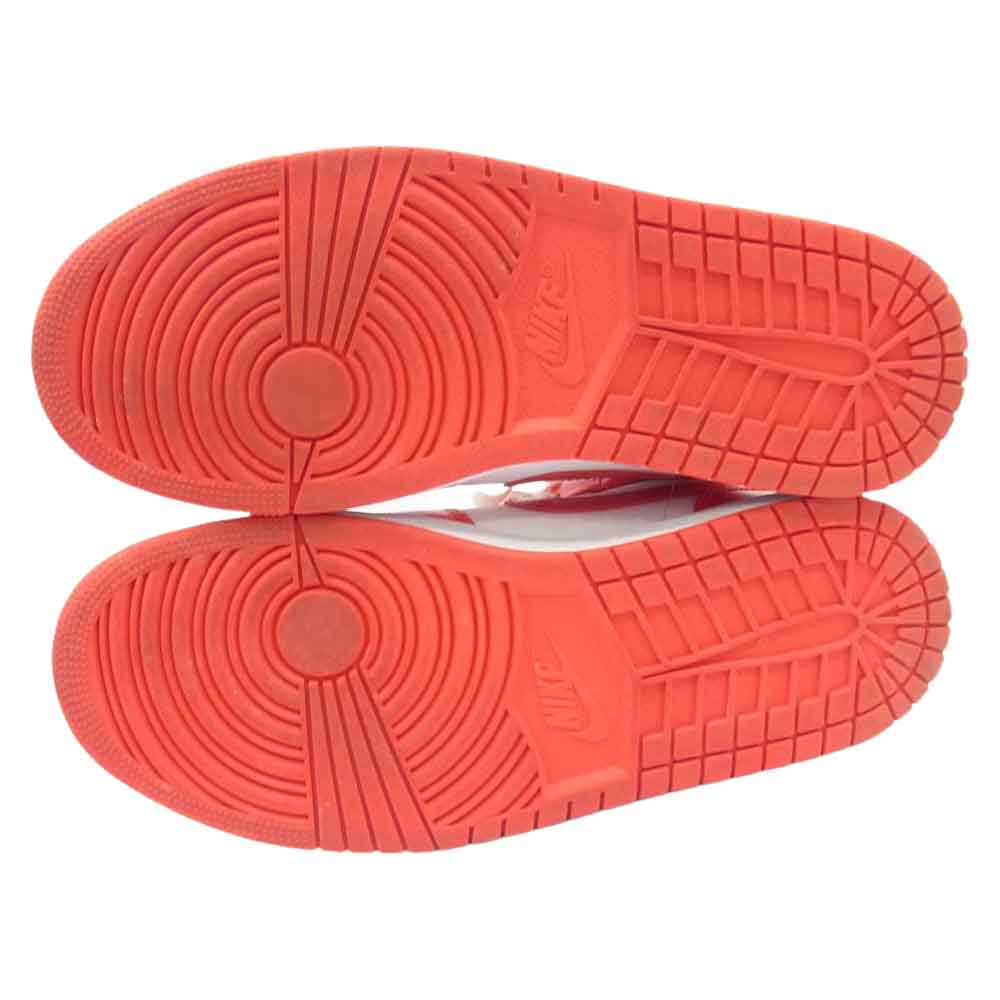 NIKE AIR JORDAN ナイキ ジョーダン BQ6472-116 WMNS AIR JORDAN 1 MID WHITE HABANERO RED AJ1 ウィメンズ エアジョーダン ホワイト ハバネロレッド スニーカー ホワイト系 レッド系 27.5cm【中古】