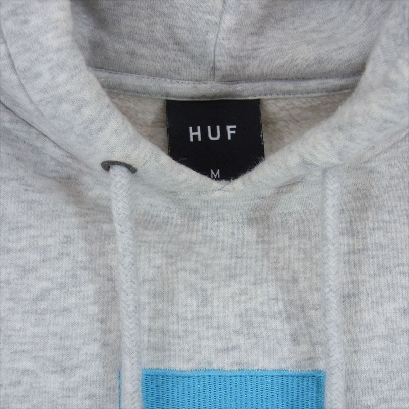 HUF ハフ pullover hoodie スクエア ロゴ プルオーバー フーディー パーカー グレー系 M【中古】