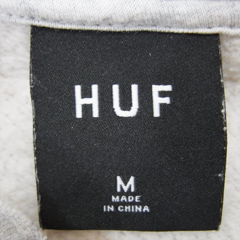 HUF ハフ pullover hoodie スクエア ロゴ プルオーバー フーディー パーカー グレー系 M【中古】