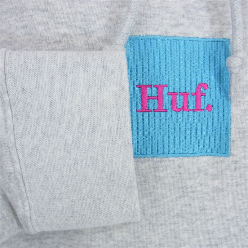 HUF ハフ pullover hoodie スクエア ロゴ プルオーバー フーディー パーカー グレー系 M【中古】