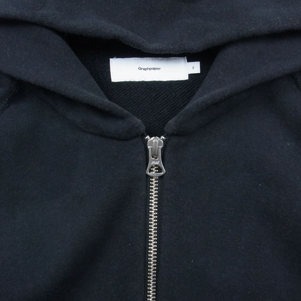 GRAPHPAPER グラフペーパー GU211-70173B LOOPWHEELER Full Zip Parka ループウィラー ラグランスリーブ フルジップ パーカー ブラック系 2【中古】