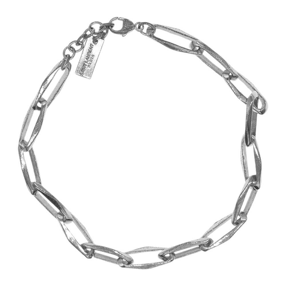 SAINT LAURENT サンローラン プレート ロゴ シルバー ブレスレット 【中古】