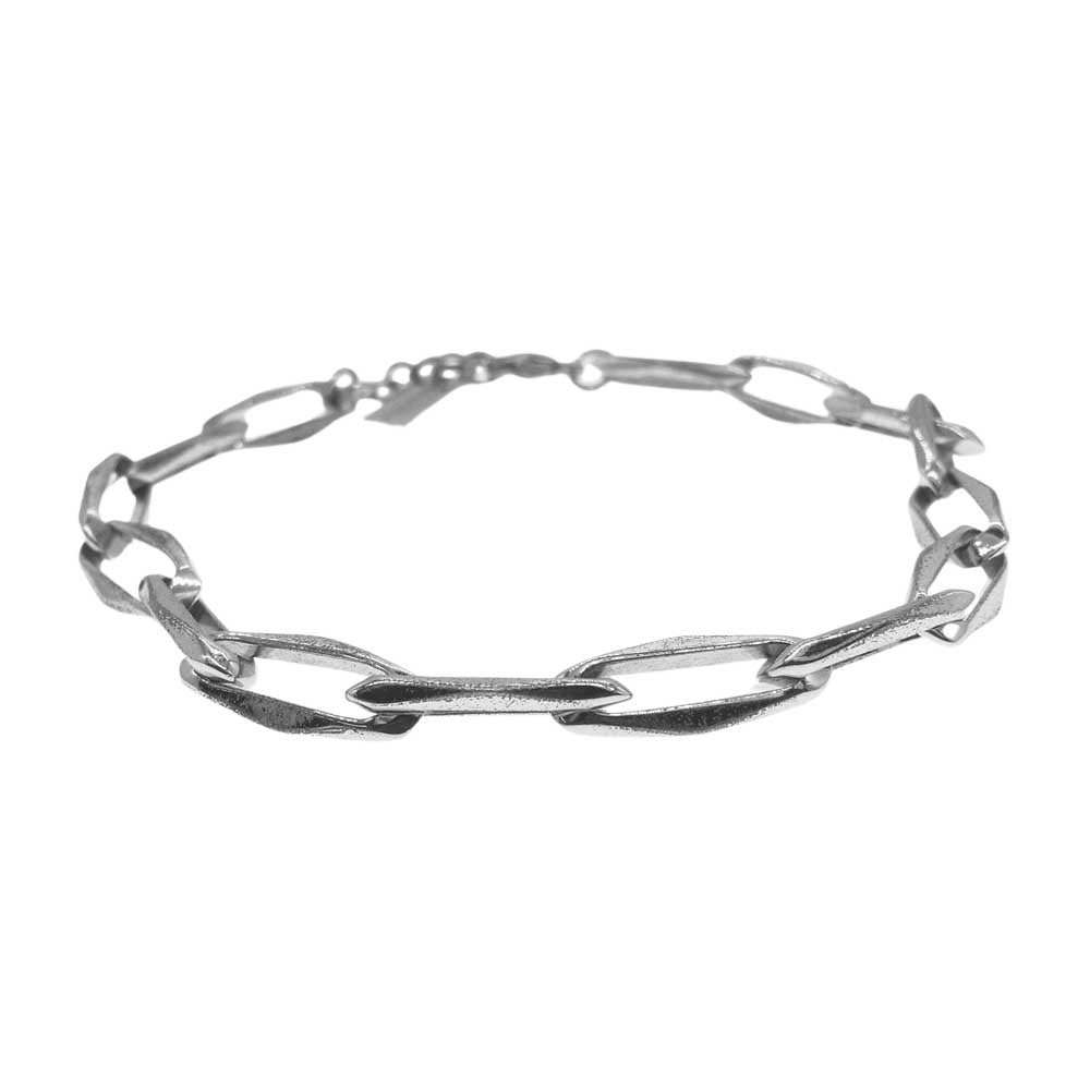 SAINT LAURENT サンローラン プレート ロゴ シルバー ブレスレット 【中古】