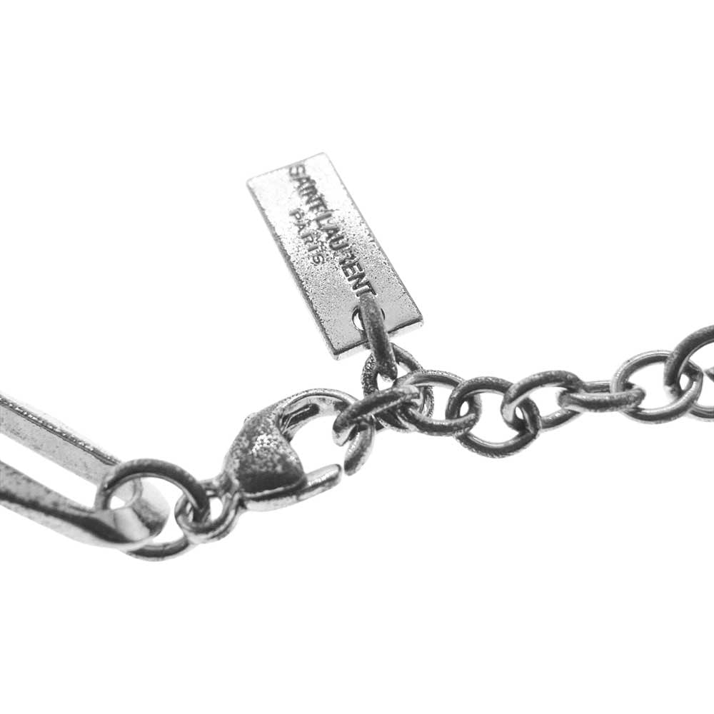 SAINT LAURENT サンローラン プレート ロゴ シルバー ブレスレット 【中古】