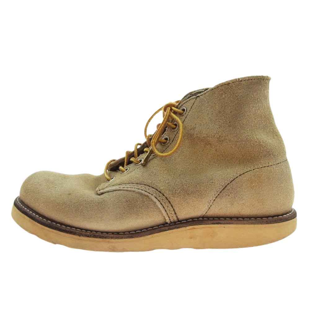 RED WING レッドウィング 8167 刺繍羽根タグ Classic Round クラシックラウンド スエード レザー レースアップ ワーク ブーツ シューズ ベージュ系 US7.5E【中古】