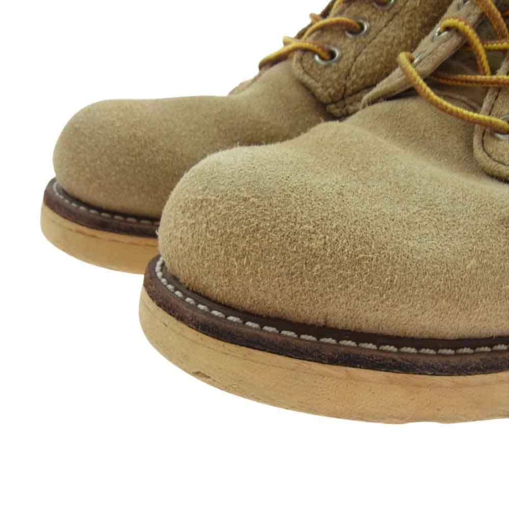 RED WING レッドウィング 8167 刺繍羽根タグ Classic Round クラシックラウンド スエード レザー レースアップ ワーク ブーツ シューズ ベージュ系 US7.5E【中古】