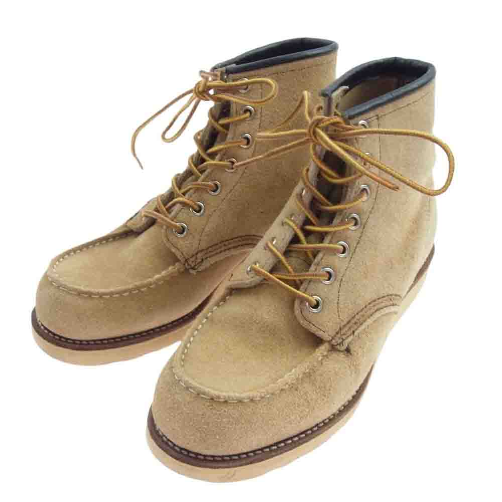 RED WING レッドウィング 8173 刺繍羽根タグ CLASSIC MOC TOE クラシック モックトゥ スエード レザー レースアップ ブーツ シューズ ベージュ系 US7E【中古】
