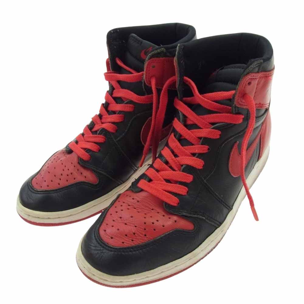 NIKE AIR JORDAN ナイキ ジョーダン 130207-061 【観賞用】 94年復刻 AIR JORDAN 1 HIGH BRED AJ1 エアジョーダン ハイ ブレッド スニーカー レッド系/ブラック系 25.5cm【中古】