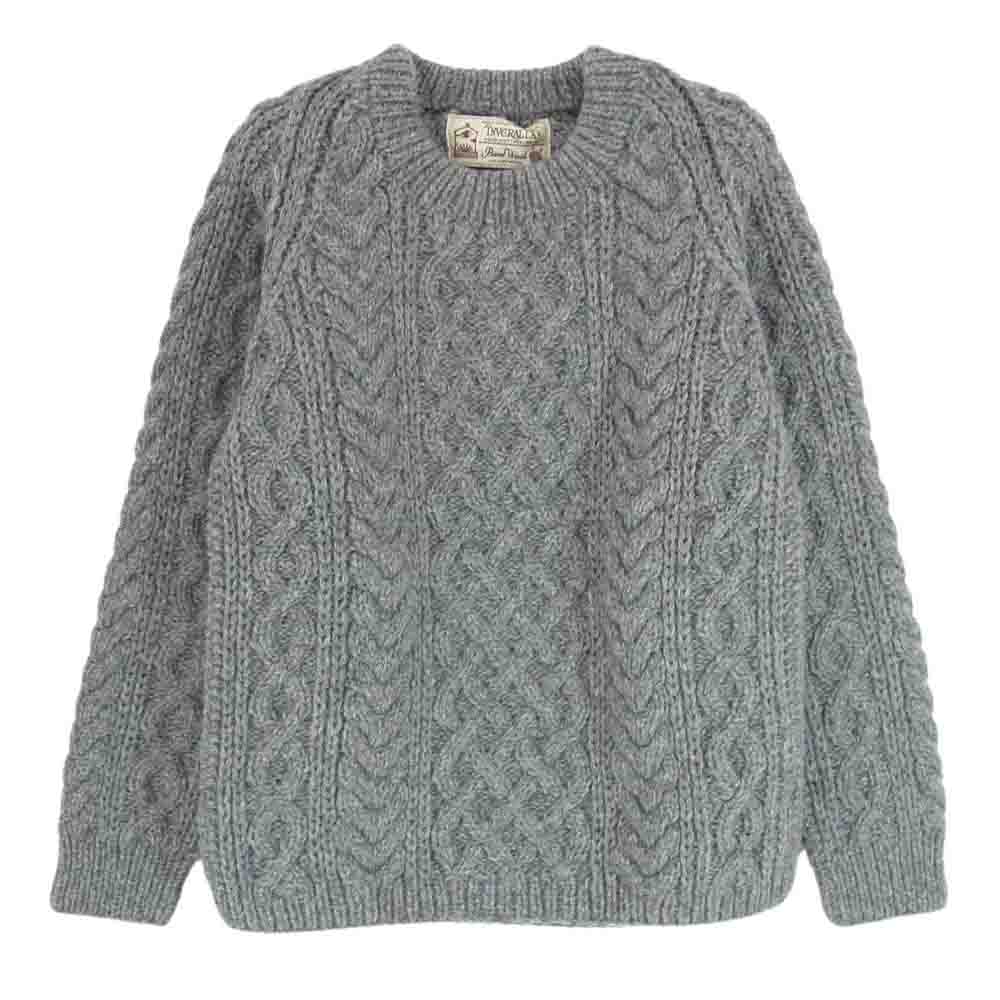 INVERALLAN インバーアラン 茶タグ 英国製 1A CREW-NECK KNIT ウール ケーブル ニット セーター グレー系 サイズ表記無【中古】