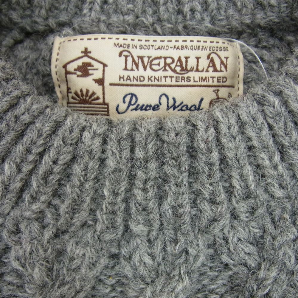 INVERALLAN インバーアラン 茶タグ 英国製 1A CREW-NECK KNIT ウール ケーブル ニット セーター グレー系 サイズ表記無【中古】