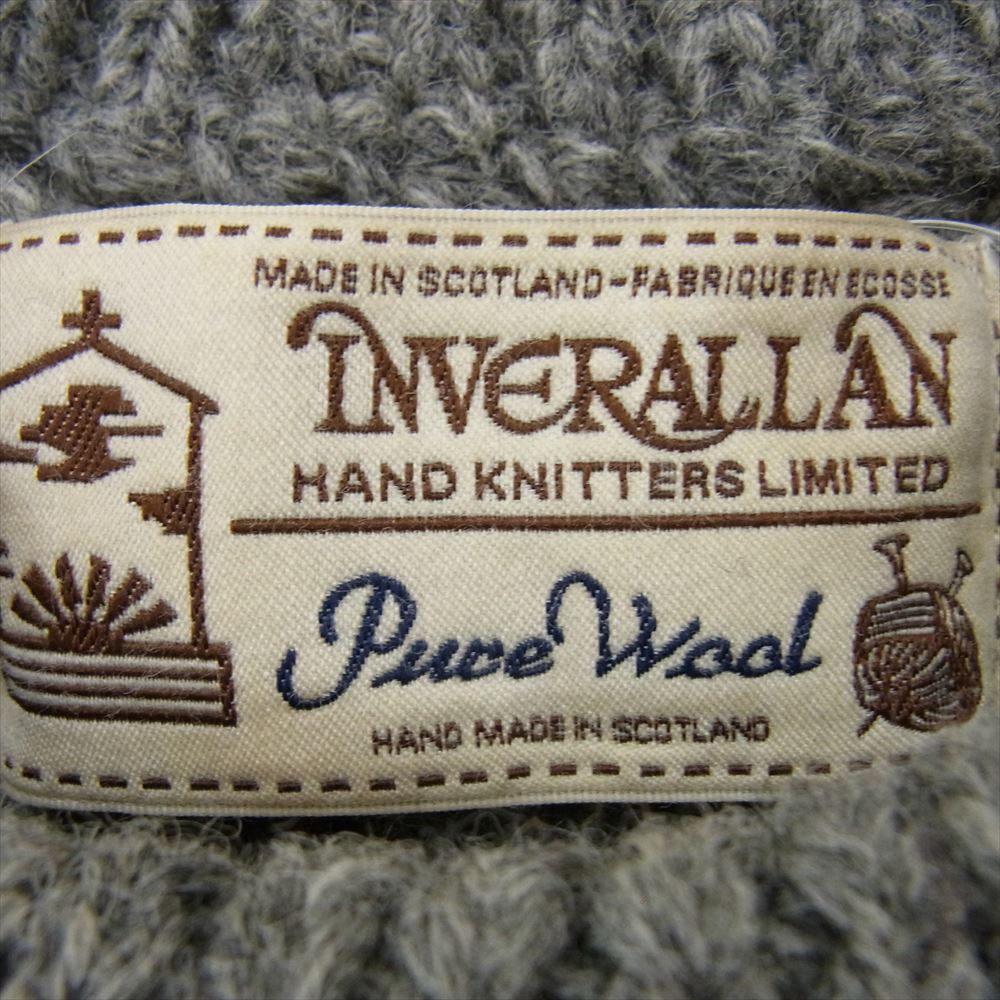 INVERALLAN インバーアラン 茶タグ 英国製 1A CREW-NECK KNIT ウール ケーブル ニット セーター グレー系 サイズ表記無【中古】