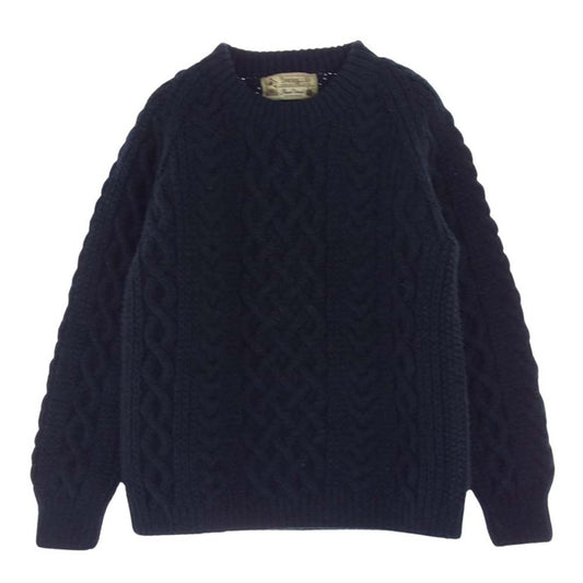 INVERALLAN インバーアラン 茶タグ 英国製 1A CREW-NECK KNIT ウール ケーブル ニット セーター ネイビー ネイビー系 表記不明【中古】