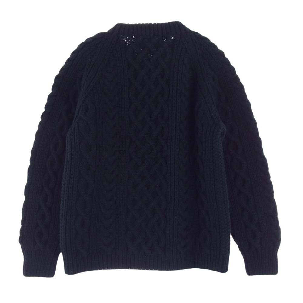 INVERALLAN インバーアラン 茶タグ 英国製 1A CREW-NECK KNIT ウール ケーブル ニット セーター ネイビー ネイビー系 表記不明【中古】