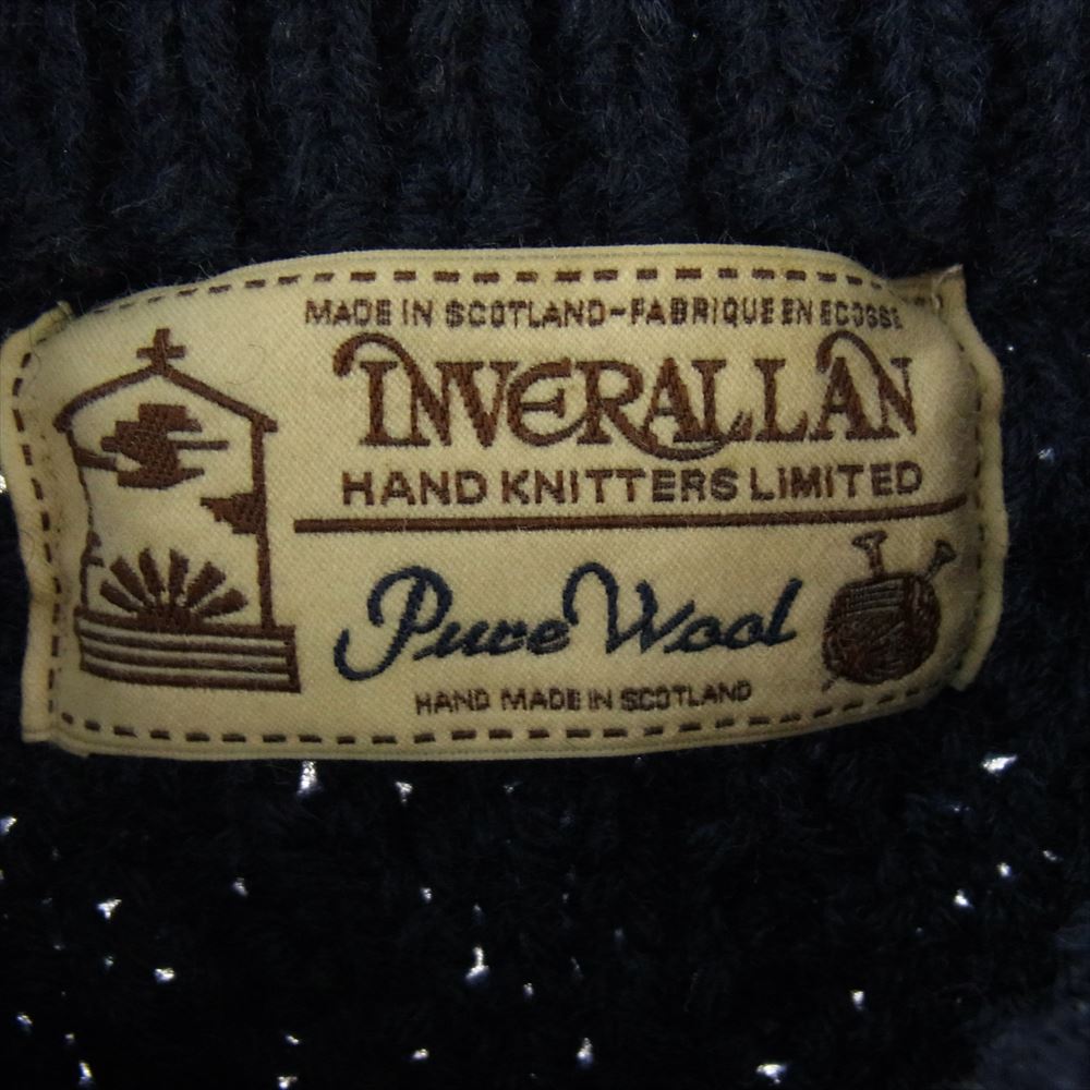 INVERALLAN インバーアラン 茶タグ 英国製 1A CREW-NECK KNIT ウール ケーブル ニット セーター ネイビー ネイビー系 表記不明【中古】