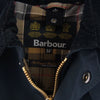 Barbour バブアー 222MCA0787 BEAUFORT ノンワックス ビューフォート 2レイヤー スリムフィット ブルゾン 裏地チェック 襟コーデュロイ切替 チンストラップ付き ネイビーグリーン系 34【中古】