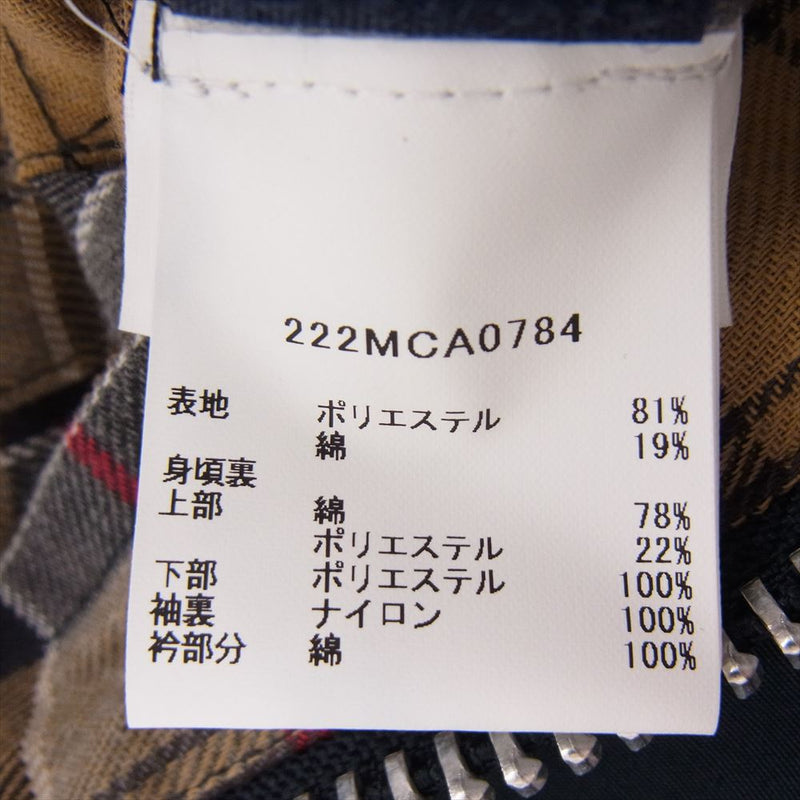 Barbour バブアー 22AW 222MCA0784　 BEDALE SL 2L ノンワックス スリムフィット ビデイル 2レイヤー 裏地チェック 襟コーデュロイ切替 ジャケット ブルゾン ネイビー系 34【中古】