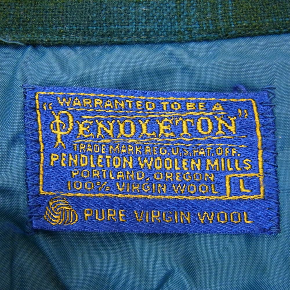 PENDLETON ペンドルトン 60s ヴィンテージ オープンカラー オンブレ チェック ウール シャツ グリーン系 L【中古】