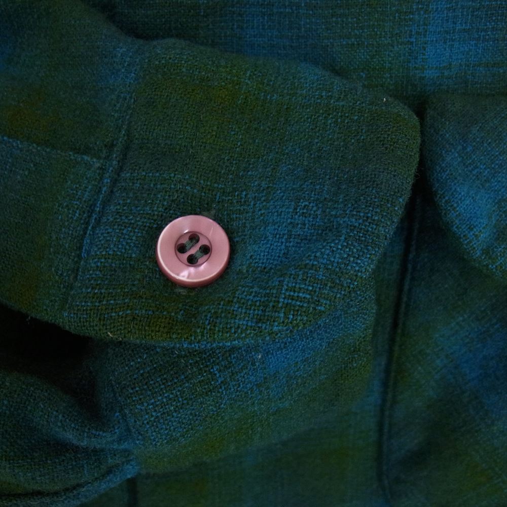 PENDLETON ペンドルトン 60s ヴィンテージ オープンカラー オンブレ チェック ウール シャツ グリーン系 L【中古】