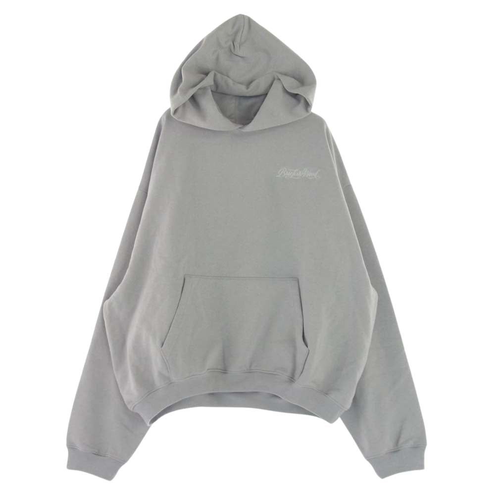 ブリック＆ウッド Script Logo Hoodie ロゴ刺繍 プルオーバー スウェット パーカー グレー系 L【中古】