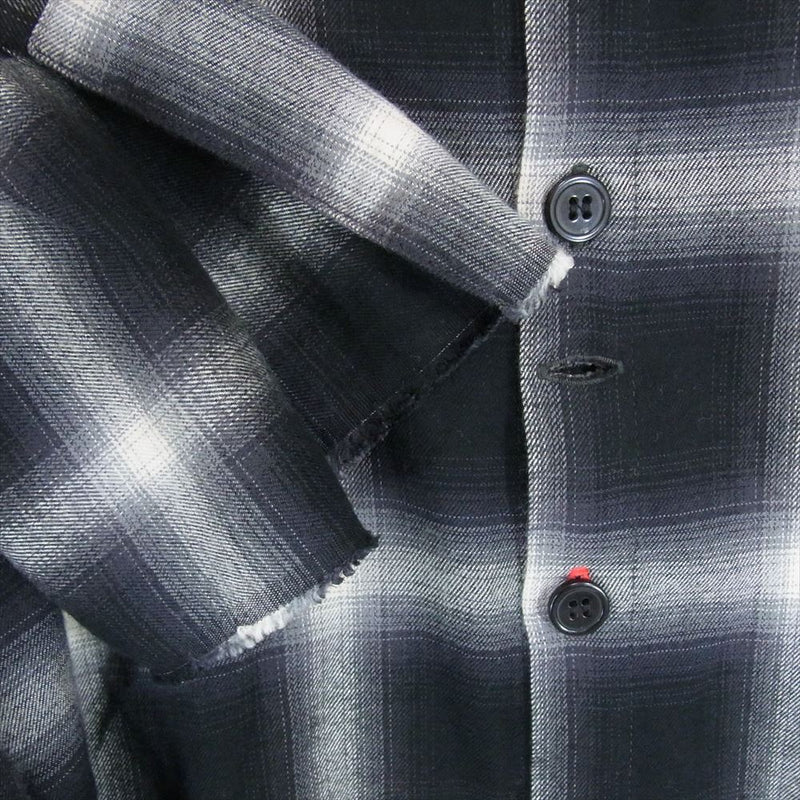 グレッグローレン PLAID CLASSIC STUDIO SHIRT カットオフ プレイド クラシック スタジオ チェック ネルシャツ 長袖  ブラック系 3【中古】