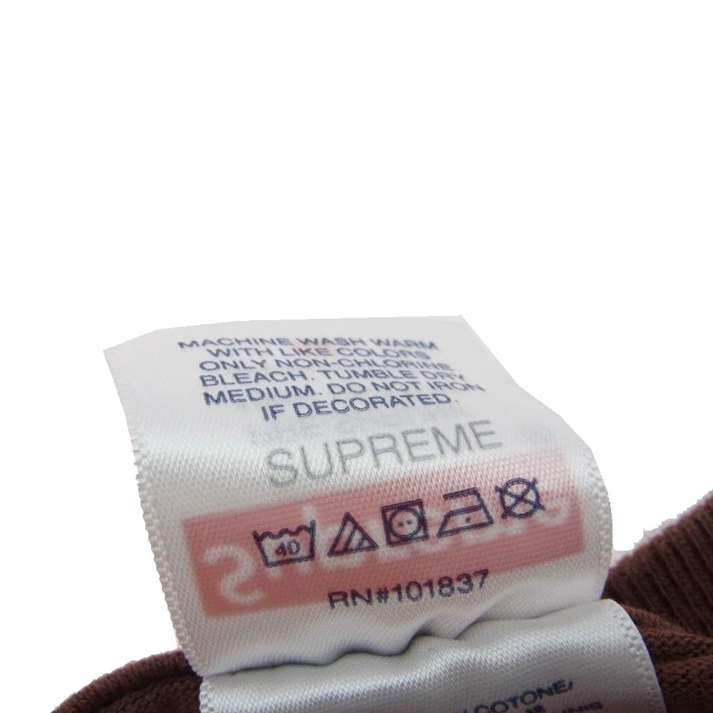 Supreme シュプリーム 22AW Warning Tee ワーニング ロゴ 半袖 クルーネック プリント 半袖 Tシャツ ブラウン系 M【中古】