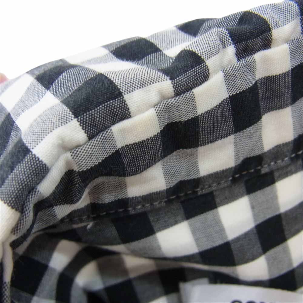 COMME des GARCONS コムデギャルソン AD2008 RC-B017  脱色加工ギンガムチェック フリル ラウンドカラー 丸襟 半袖 シャツ ブラック系 XS【中古】