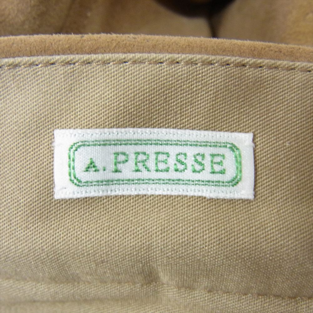 アプレッセ 23AW 23AAP-04-24H Suede Trousers スエード 2プリーツ テーパード トラウザーズ ベージュ ブラウン系 1【中古】