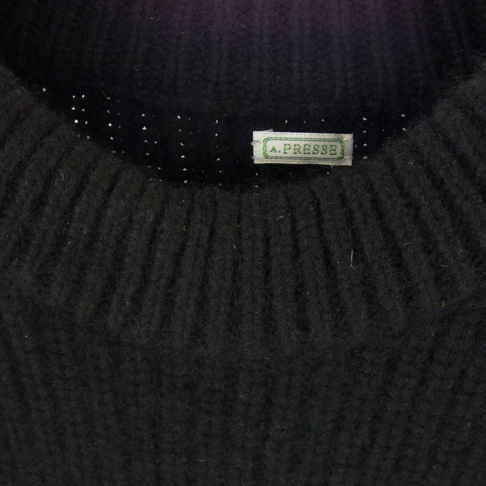 アプレッセ 21AW 21AAP-03-01M Cashmere Fisherman Pullover Sweater カシミヤ カシミア フィッシャーマン プルオーバー ニット セーター ブラック ブラック系 2【中古】