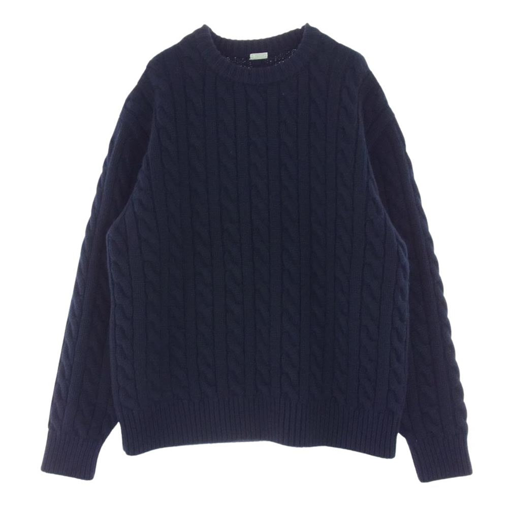 アプレッセ 23AW 23AAP-03-03K Cashmere Aran Sweater カシミア カシミヤ アランニット ケーブル編み セーター ネイビー系 2【中古】