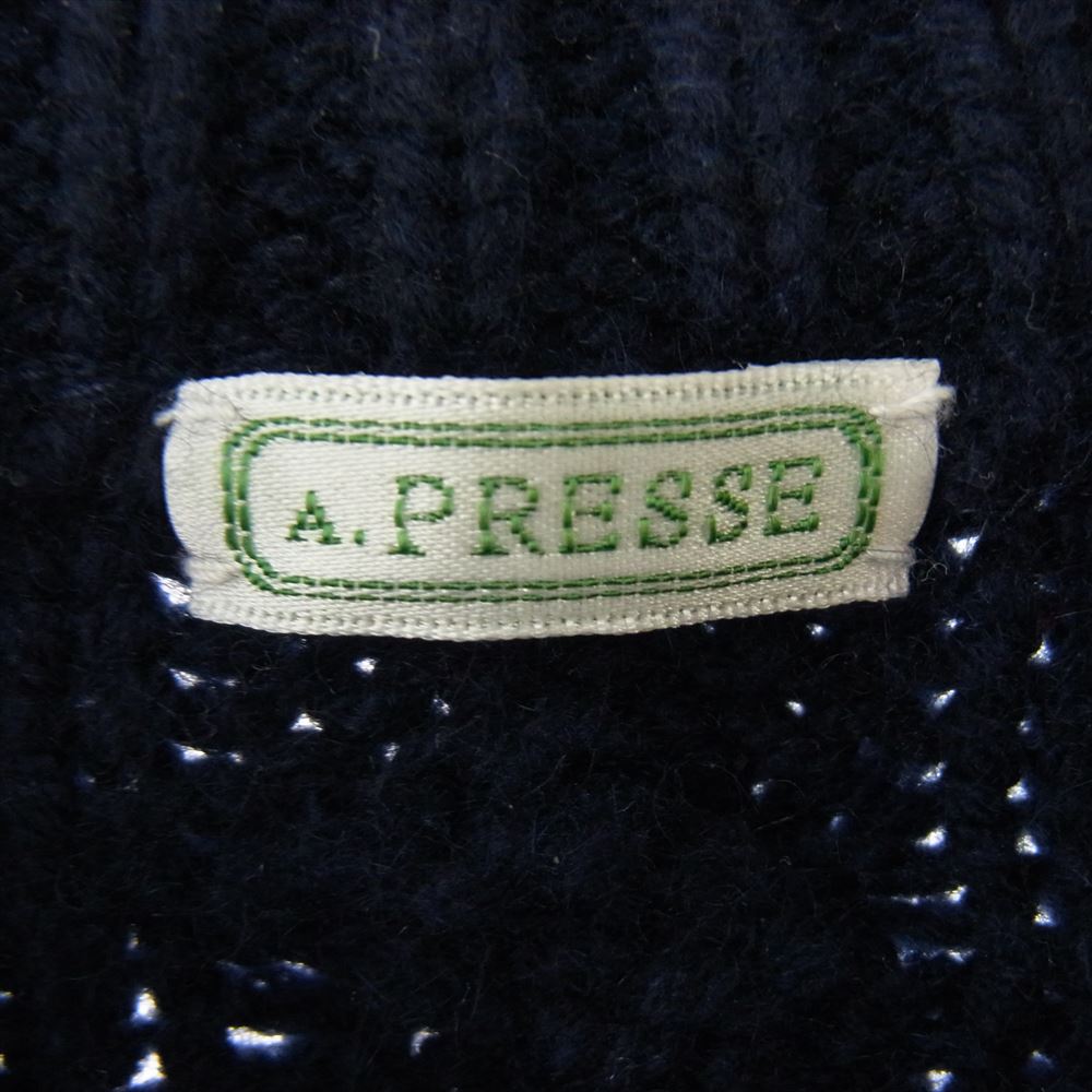 アプレッセ 23AW 23AAP-03-03K Cashmere Aran Sweater カシミア カシミヤ アランニット ケーブル編み セーター ネイビー系 2【中古】