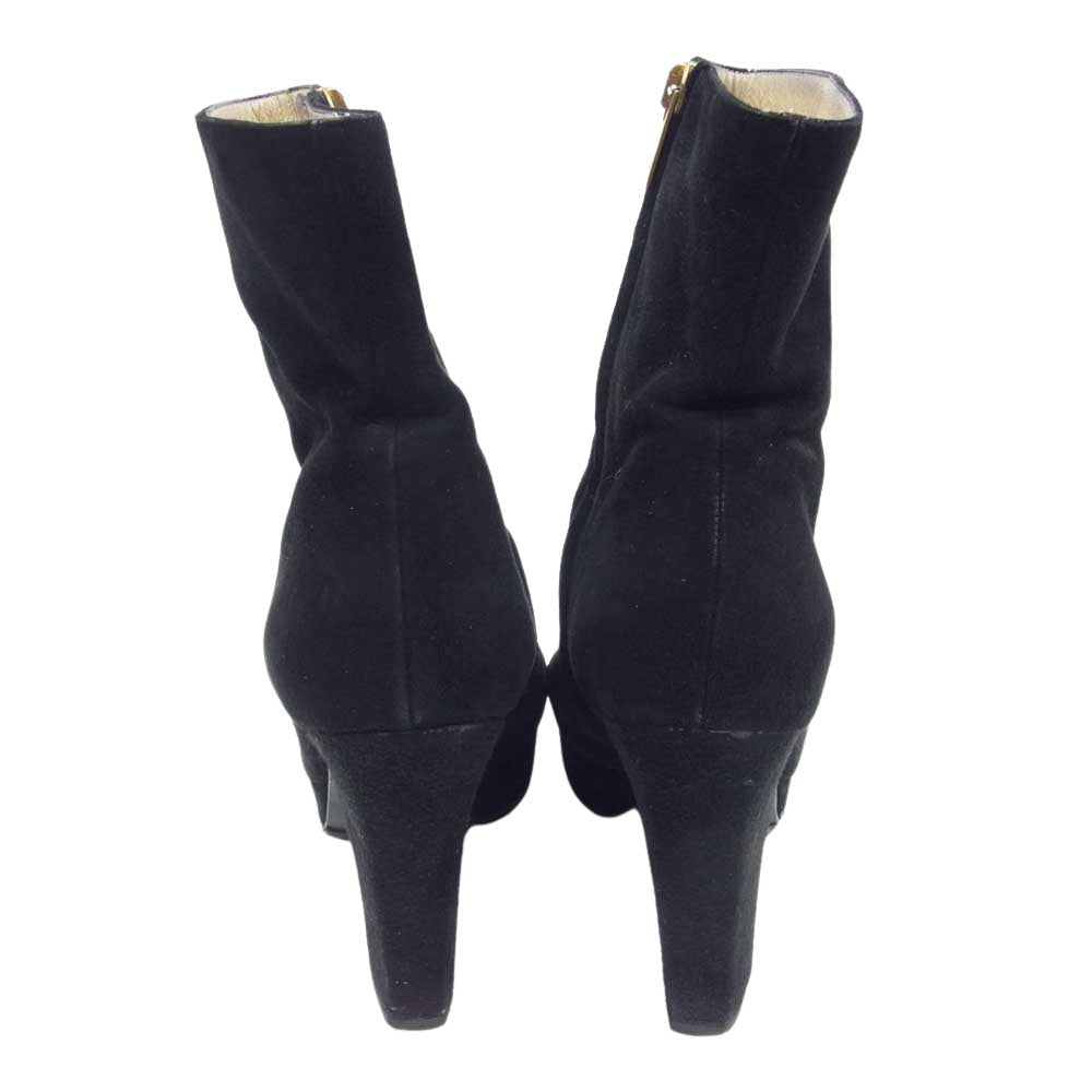 YVES SAINT LAURENT イヴサンローラン イタリア製 ヒール スエード ブーツ ブーティ ブラック系 37【中古】