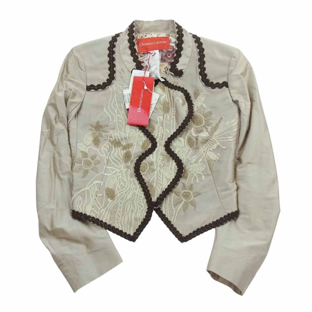 Christian Lacroix クリスチャンラクロワ 21506 刺繍 ジャケット シルク スカート セットアップ ブラウン系 38【中古】