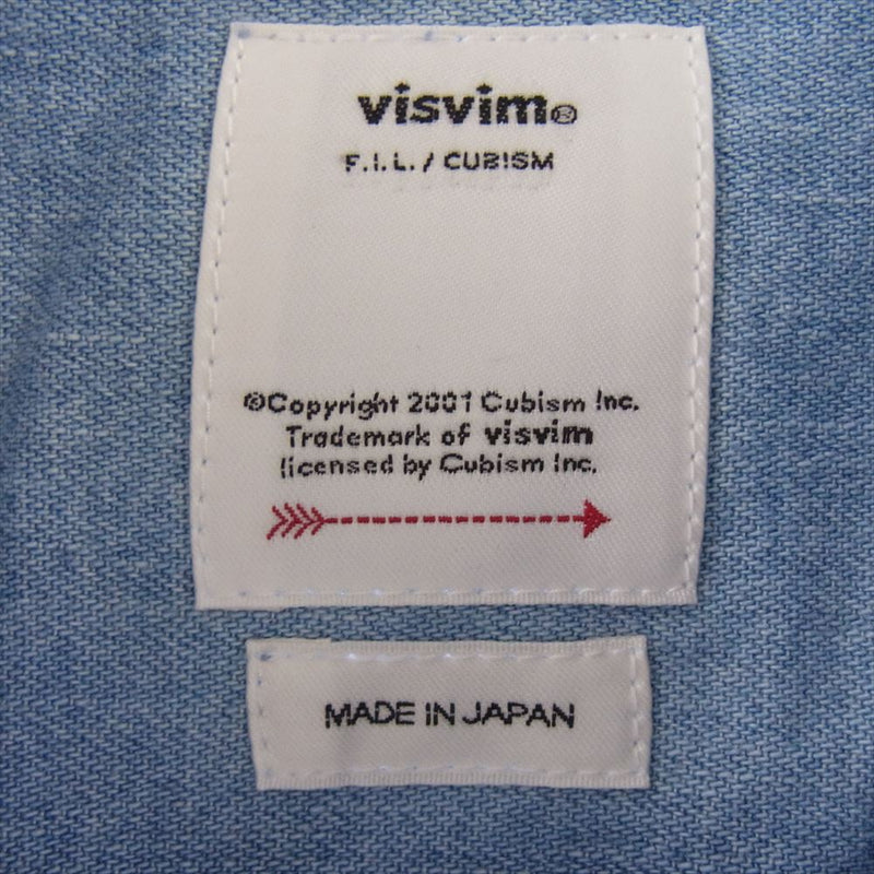 VISVIM ビズビム 24SS 0124105007001 SOCIAL SCULPTURE SHIRT DMGD ソーシャル スカルプチャー デニム シャツ インディゴブルー系 3【中古】