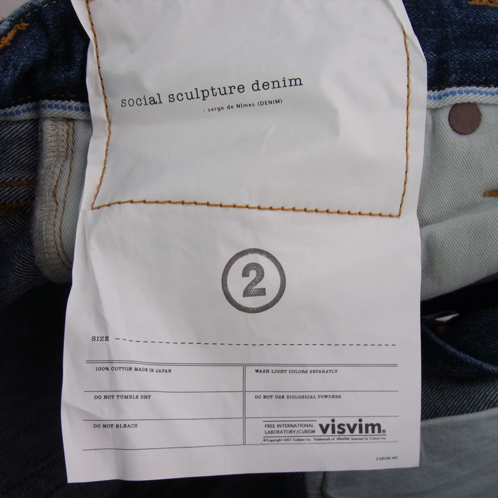 VISVIM ビズビム 23SS 0123205005017 SOCIAL SCULPTURE 11 DRY-3 2 indigo ソーシャル スカルプチャー デニム パンツ インディゴブルー系 2【中古】