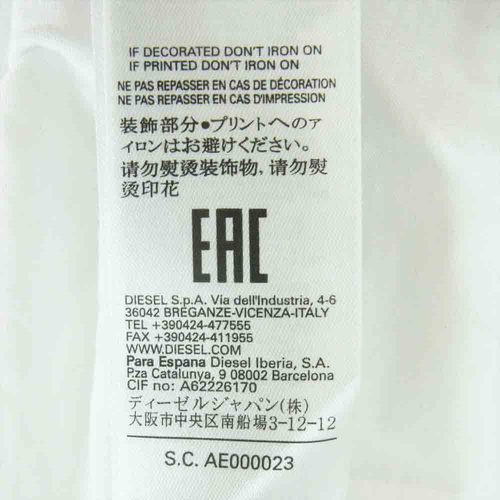 DIESEL ディーゼル 00SASJ T-RUBIN-POCKET-J1 ポケット ロゴ刺繍 エンブロイダリー 半袖 クルーネック Tシャツ ホワイト系 M【中古】