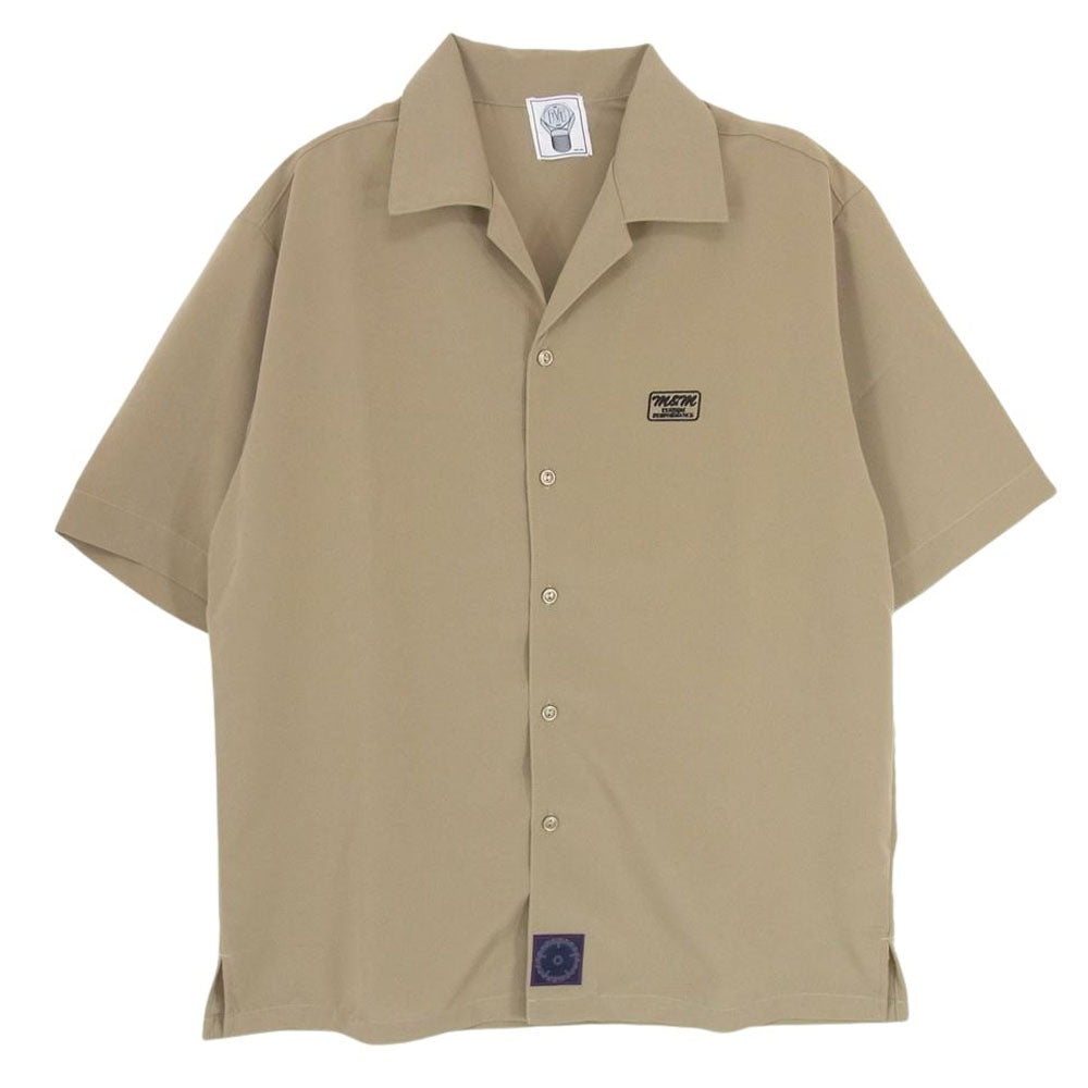 エムアンドエム T/C OPEN COLOR SHIRT ボックス ロゴ 刺繍 オープン カラー シャツ ベージュ系 M【中古】
