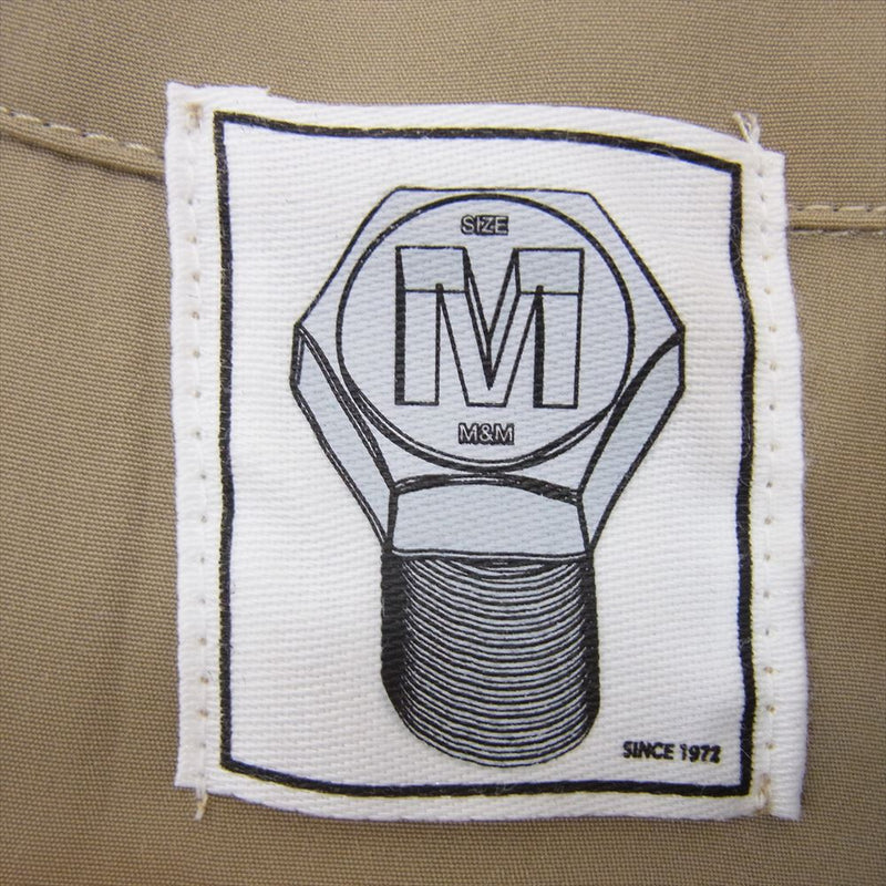 エムアンドエム T/C OPEN COLOR SHIRT ボックス ロゴ 刺繍 オープン カラー シャツ ベージュ系 M【中古】